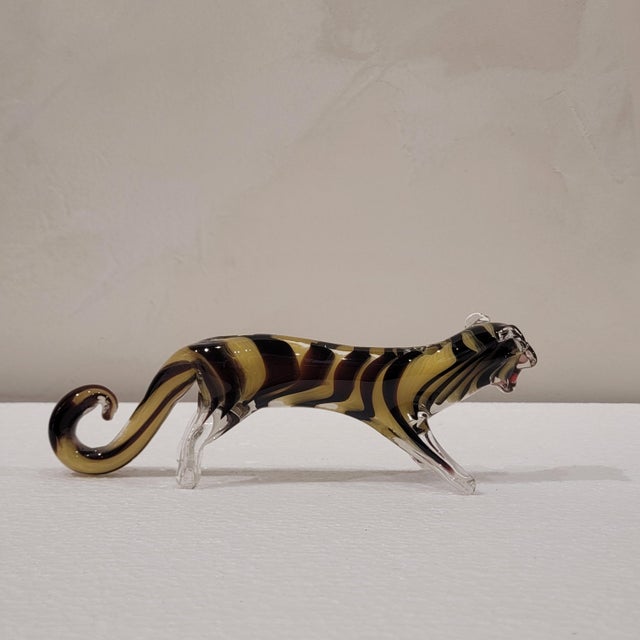 20th Century Tiger Figurine in Murano Glass, Italy, 1970s For Sale - Image 6 of 13