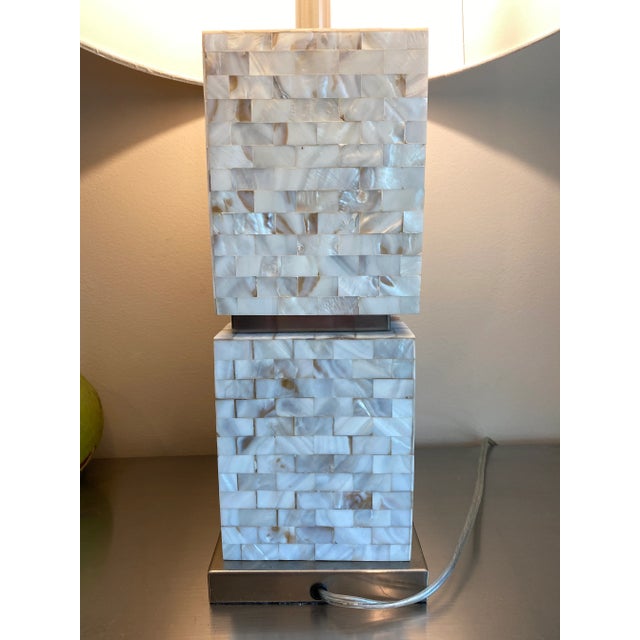 Transitional Allison K West Mother of Pearl Thumbprints Table Lamp M For Sale - Image 3 of 13