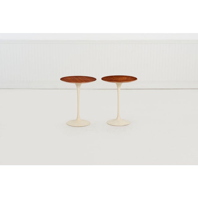 1960s Early Eero Saarinen “Tulip” Side Tables, c.1960 –Walnut Tops & Cast-Iron Bases For Sale - Image 5 of 8