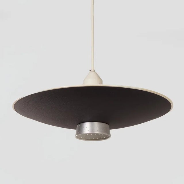 Black Metal Pendant Lamp with Diffuser by Louis Kalff for Philips, 1950s For Sale - Image 11 of 12