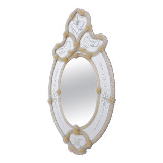 Mid-Century Venetian Oval Murano Glass Mirror, 1960 For Sale