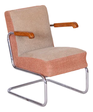 Bauhaus Chrome & Steel Armchair attributed to Vichr a Spol, Czech, 1930s
