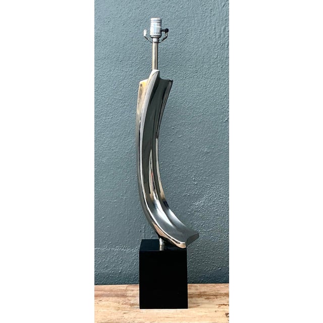 Vintage MCM Weiss and Barr for Laurel Lamp Company Chrome Sculptural Lamp For Sale - Image 11 of 12