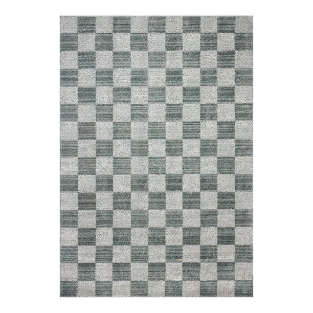 Chris Loves Julia x Loloi Calvin Blue / Ivory 5'-3" x 5'-3" Round Area Rug For Sale