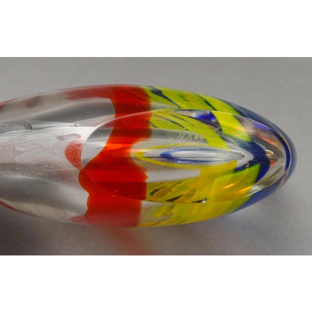 Mid 20th Century Artist Signed Colorful Fish Hand Blown Murano Style Art Glass Sculpture For Sale - Image 10 of 11