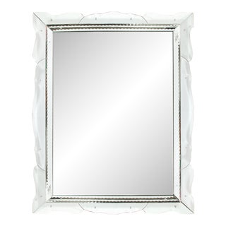 1945 Hollywood Shadowbox Mirror With Chain Beveling & Serifed Arch Detailing For Sale