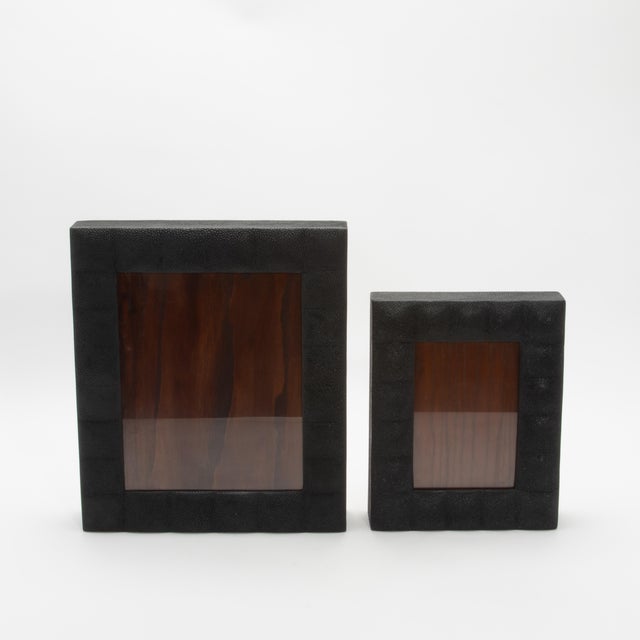 Picture Frame 8x10” in Quilted Black Shagreen by R&y Augousti For Sale - Image 9 of 10