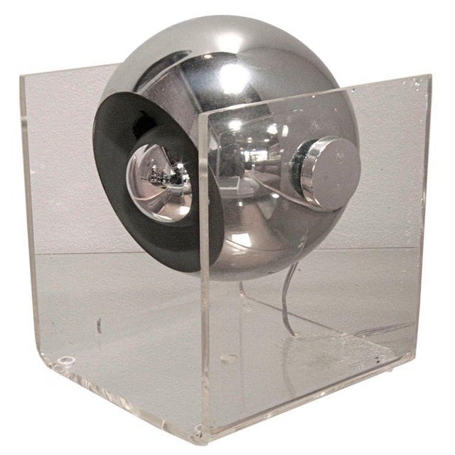 Metal Plexi Box Chrome Lamp For Sale - Image 7 of 7