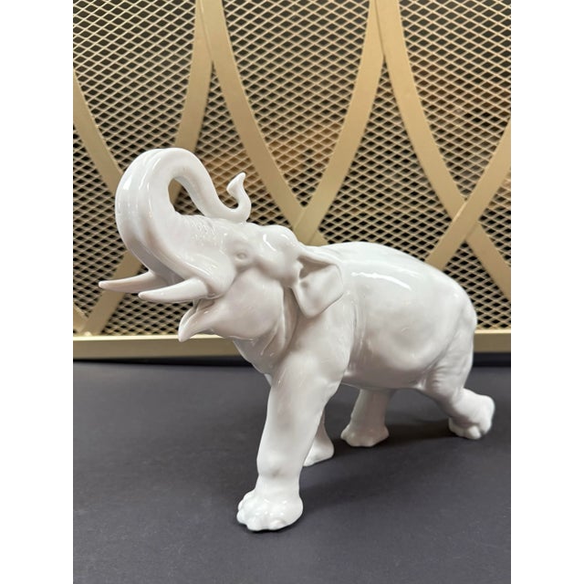 Mid 20th Century White Porcelain Elephant Figurine For Sale - Image 4 of 7