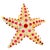 A striking brooch meticulously crafted in the shape of a starfish, adorned with cabochon-cut red rubies. The arms and...
