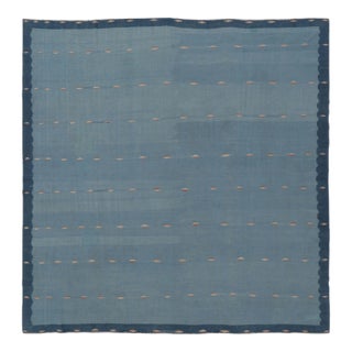 Vintage Dhurrie Rug in Ocean Blue With Rhythmic Accents - Rug & Kilim For Sale