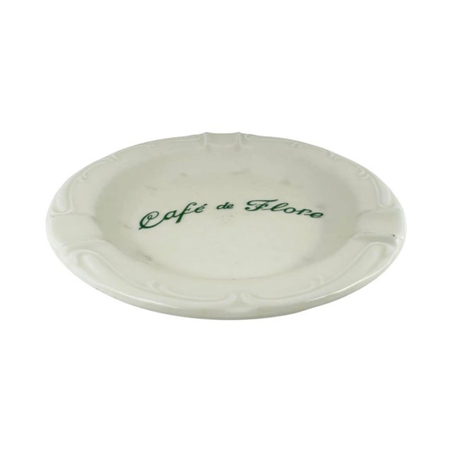 Mid 20th Century Vintage Cafe De Flore Paris France Porcelain Ashtray Dish For Sale - Image 5 of 9