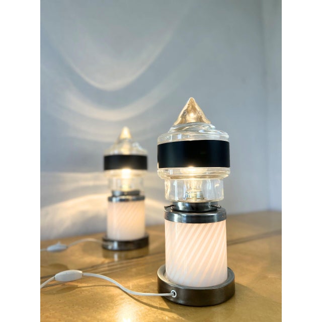 Space Age Murano Glass Table Lamps, Italy, 1970s, Set of 2 For Sale - Image 6 of 13