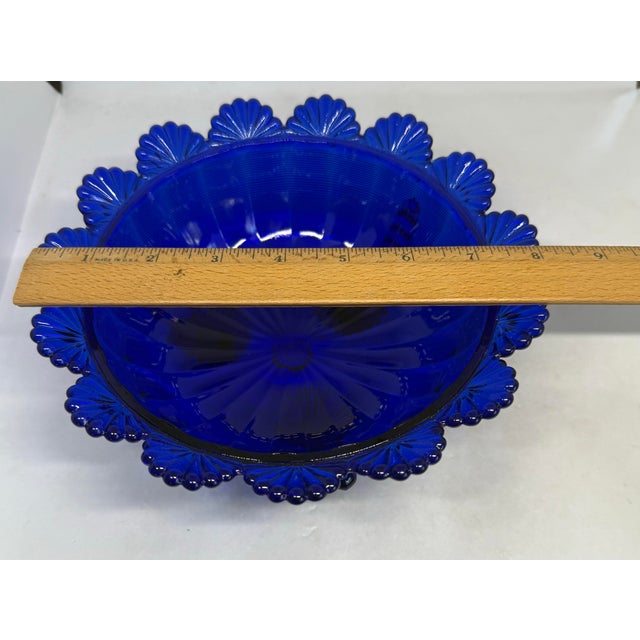 1980’s Mosser Glass Cobalt Blue Footed Centerpiece Fruit Bowl - 8” Wide For Sale - Image 10 of 12