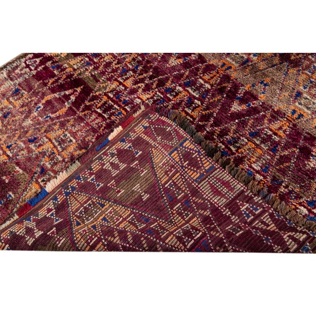 Moroccan Mid-20th Vintage Purple Geometric Moroccan Rug For Sale - Image 3 of 13