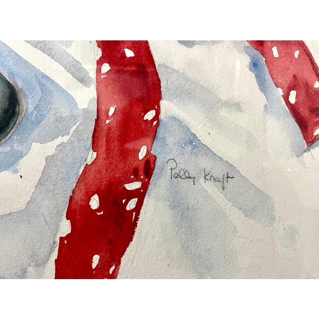 Polly Kraft, American Woman Artist Society Doyenne Polly Kraft Large Watercolor Painting, 1984 For Sale - Image 4 of 14