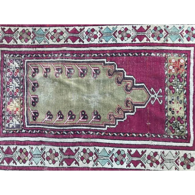 Nice antique Turkish Anatolian prayer rug, 19th century with beautiful natural colors and a Mihrab design, entirely hand...