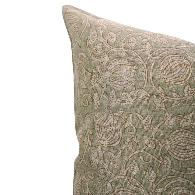 Rustic Fabdivine Traditional Block Print Cushion Cover Pure Linen 24x24 Inch- 6Kamal For Sale - Image 3 of 3