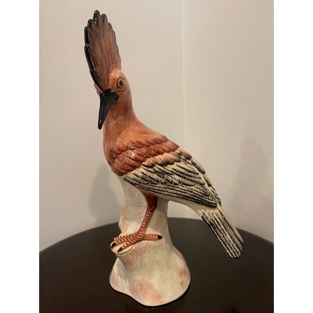 Mid 20th Century Eximious Italian Mid 20th Century Pair Porcelain Hoopoe Birds For Sale - Image 5 of 14