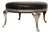 Art Deco Black Leather Footstool With Cabriole Cast Metal Legs For Sale