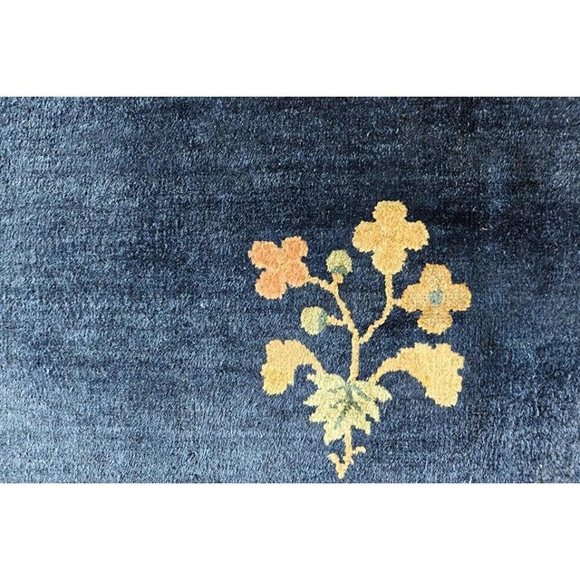 1920s Blue Floral Bird Deco Antique Chinese Peking Wool Rug 8'1'' X 9'5'' For Sale In New York - Image 6 of 9