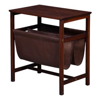 Vintage Danish Magazine Holder in Rosewood and Leather, 1960s For Sale