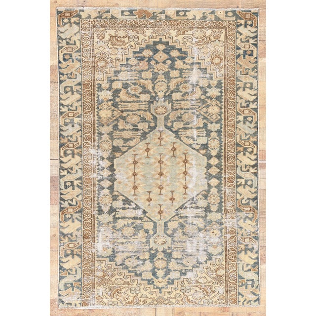 Early 20th Century Antique-Worn Persian Malayer Rug - 03'09 X 05'06 For Sale - Image 9 of 9