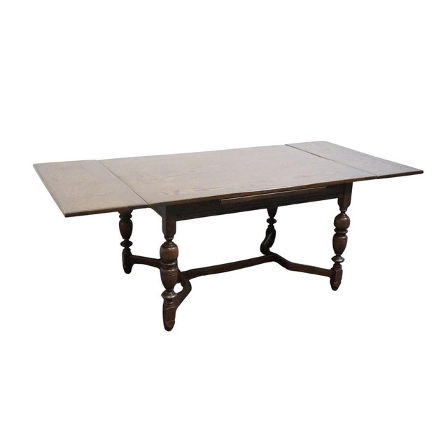 VINTAGE ANTIQUE Solid Oak Rustic Gothic Jacobean Tudor Style 86" Refectory Dining Table 30.5" High With Leaves: 86"...