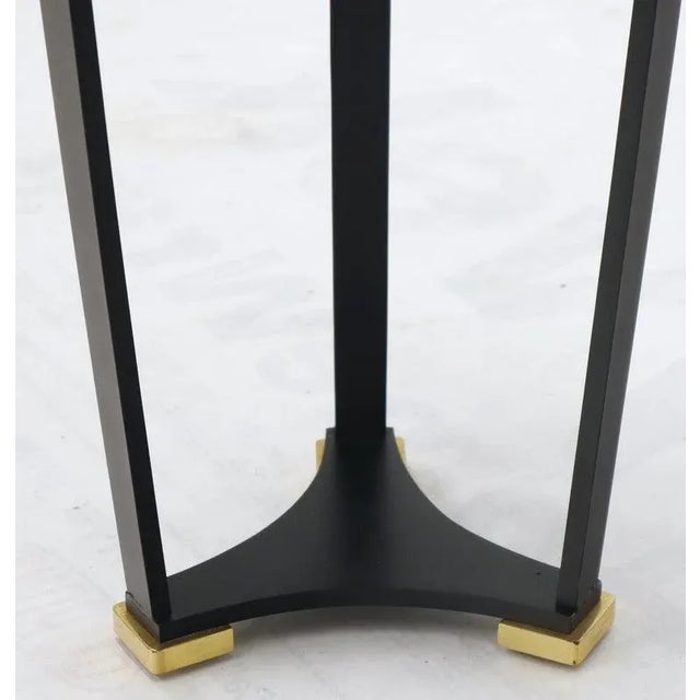 Brass and Round Black Granite Top Tri Legged Pedestal End Side Table For Sale - Image 6 of 11