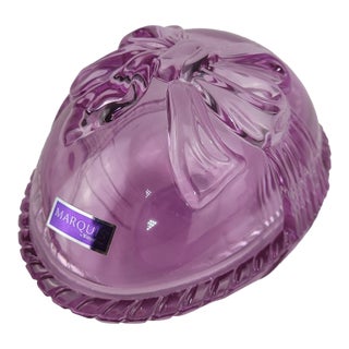 Marquis by Waterford Crystal Egg Trinket Box With Bow in Box For Sale