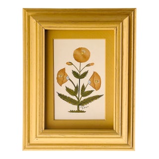 Hand-Painted Jaipuri Brown and Green Floral Motif Painting in Hand-Painted Frame For Sale