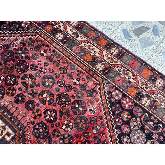 Red Qashqai Tribal Hand-Knotted Wool Rug - 6'6" X 8'1" For Sale - Image 13 of 15