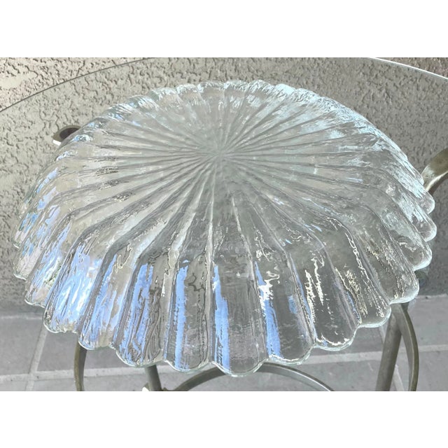 Circa 1970 Pilgrim Glass Handblown Textured “Ice” Petals Crudité Platter Set – A Pair For Sale - Image 10 of 13