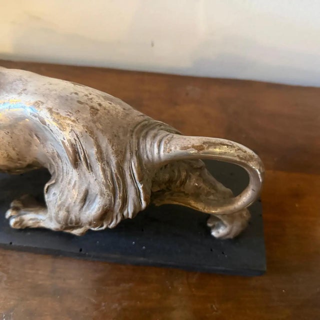 Silver A 1940s Art Deco Silver Plate on Copper Italian Sculpture of a Roaring Lion For Sale - Image 8 of 16