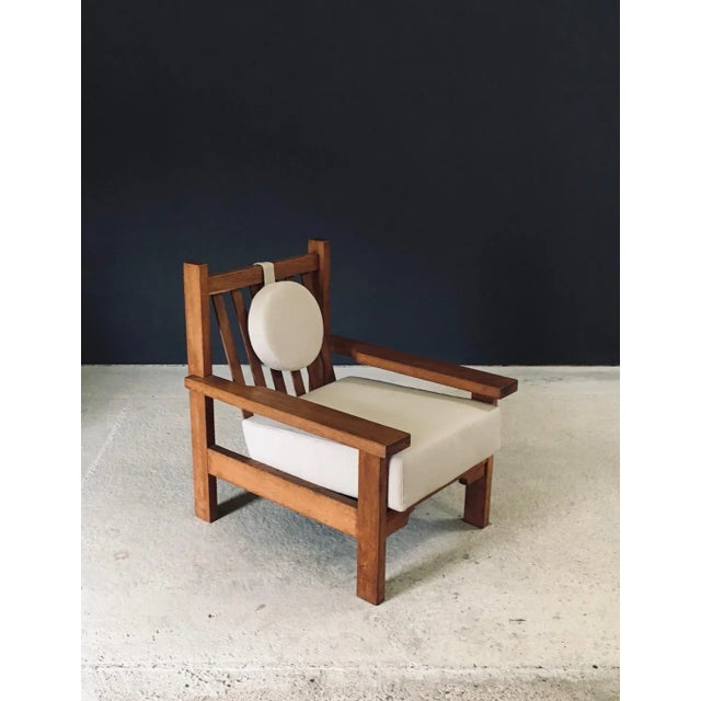 Mid-Century Modern Brutalist Square Oak Lounge Chair, Belgium, 1950s For Sale - Image 3 of 18