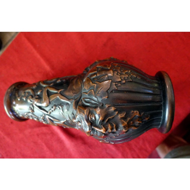 Large Art Deco Brown Pâte De Verre Vase by Espaivet, 1920s For Sale - Image 6 of 7