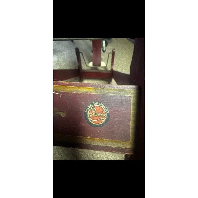 American Early 20th Century Wooden Rocking Horse With Original Paint & “Wonder” Maker’s Label For Sale - Image 3 of 7