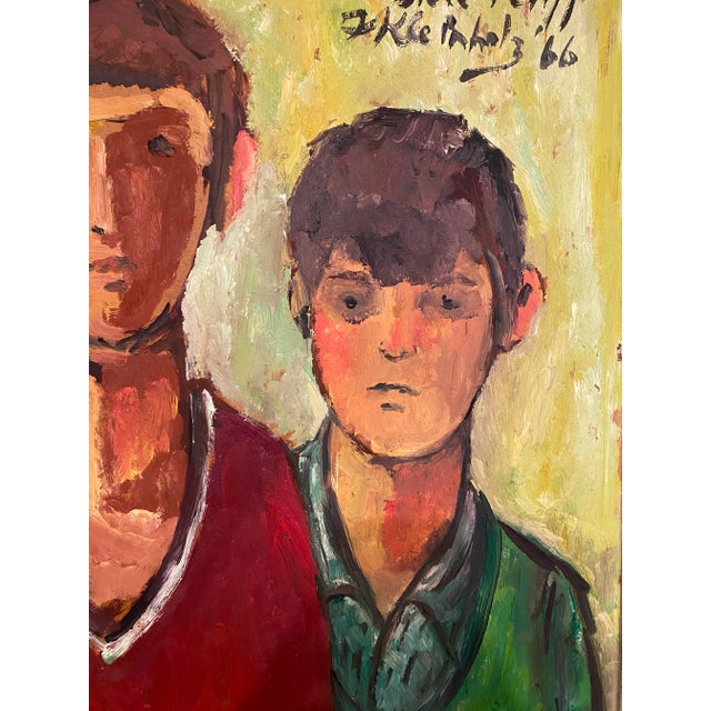 1960s 1966 Frank Kleinholz Two Boys Oil on Canvas For Sale - Image 5 of 8