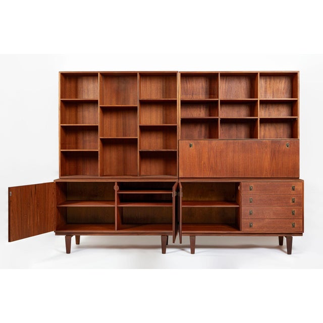 Mid-Century Modern Mid-Century Danish Teak Wall Unit Bookcase by Peter Løvig Nielsen, Pair, 1960s For Sale - Image 3 of 18