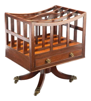 Early 19th Century English Regency Era Mahogany Canterbury Revolving Bookcase Magazine Rack