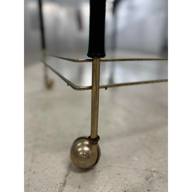Mid-Century Hollywood Regency Faux Bamboo and Brass Two-Tier Drinks Trolley. For Sale - Image 11 of 12