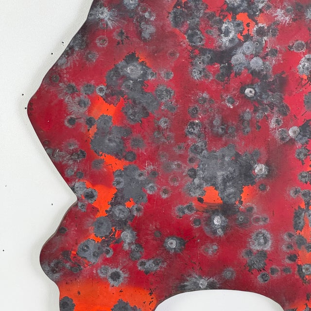 American Vintage Cast Iron Double Sided Cowboy Shooting Gallery Target, in Red For Sale - Image 3 of 9