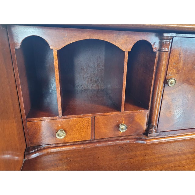 Vintage Writing Bureau Desk in Leather and Mahogany, 1960s For Sale - Image 11 of 18