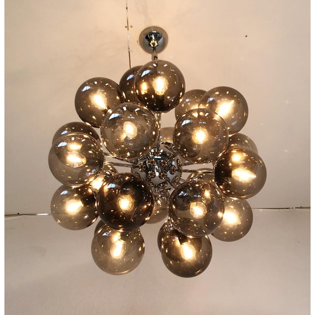 Brown 21st Century Nova Polished Nickel Smoky Murano Sputnik Chandelier by Fabio LTD For Sale - Image 8 of 8