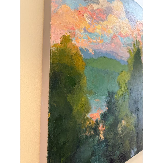 2020s Lake Forest Through the Trees, Original Oil Painting by Julia Lawing For Sale - Image 5 of 7