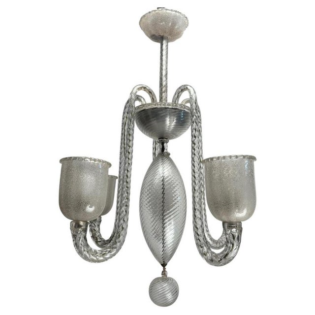 Large Five-Arm Murano Glass Chandelier by Ercole Barovier, Italy, 1950s For Sale - Image 17 of 17