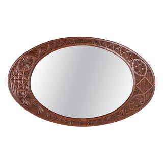 Oval Mirror with Carved Frame, 1890s For Sale