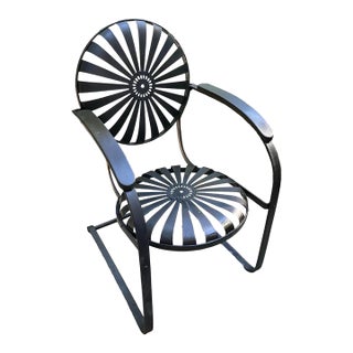 Mid 20th Century Attributed to Francois Carre Petite Cantilever Iron Rocking Chair For Sale