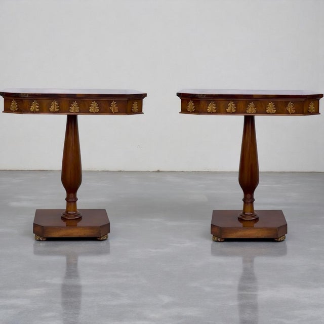 1940s Regency Style Carved Walnut & Gilt Console or Side Tables, Pair For Sale In Atlanta - Image 6 of 6