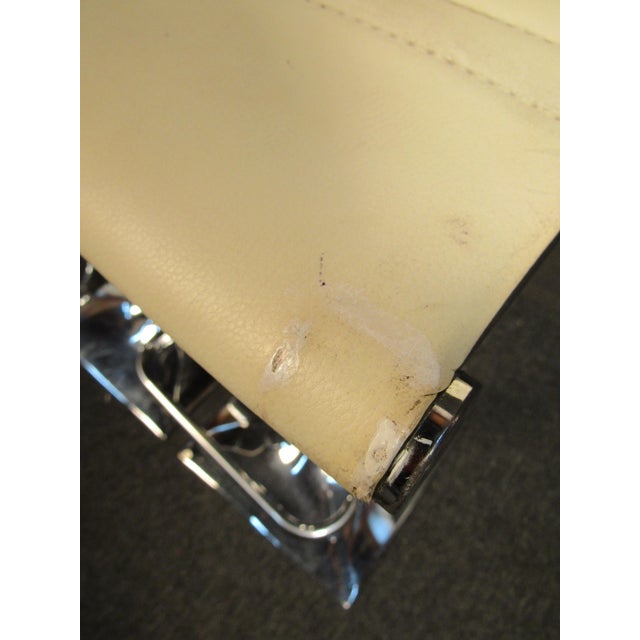 1970s Vintage Modern White Vinyl Barstools For Sale - Image 9 of 12